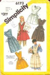 6173   SIMPLICITY  1983 TIED BIB APRONS 2 LENGTHS PATTERN MD 14,16